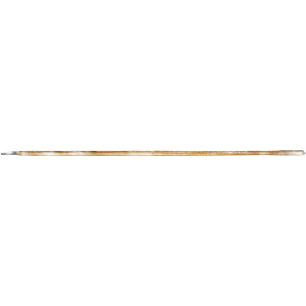 Long wooden replacement handle with metal ferrule, suitable for garden and outdoor hand tools use.