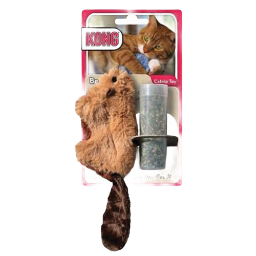 Plush beaver-shaped refillable catnip toy with soft tail designed for interactive play and pet stimulation