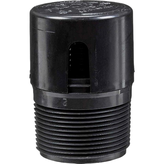 Black ABS vent valve with 1-1/2 inch male threaded fitting for plumbing and pipes & fittings collections under $50.
