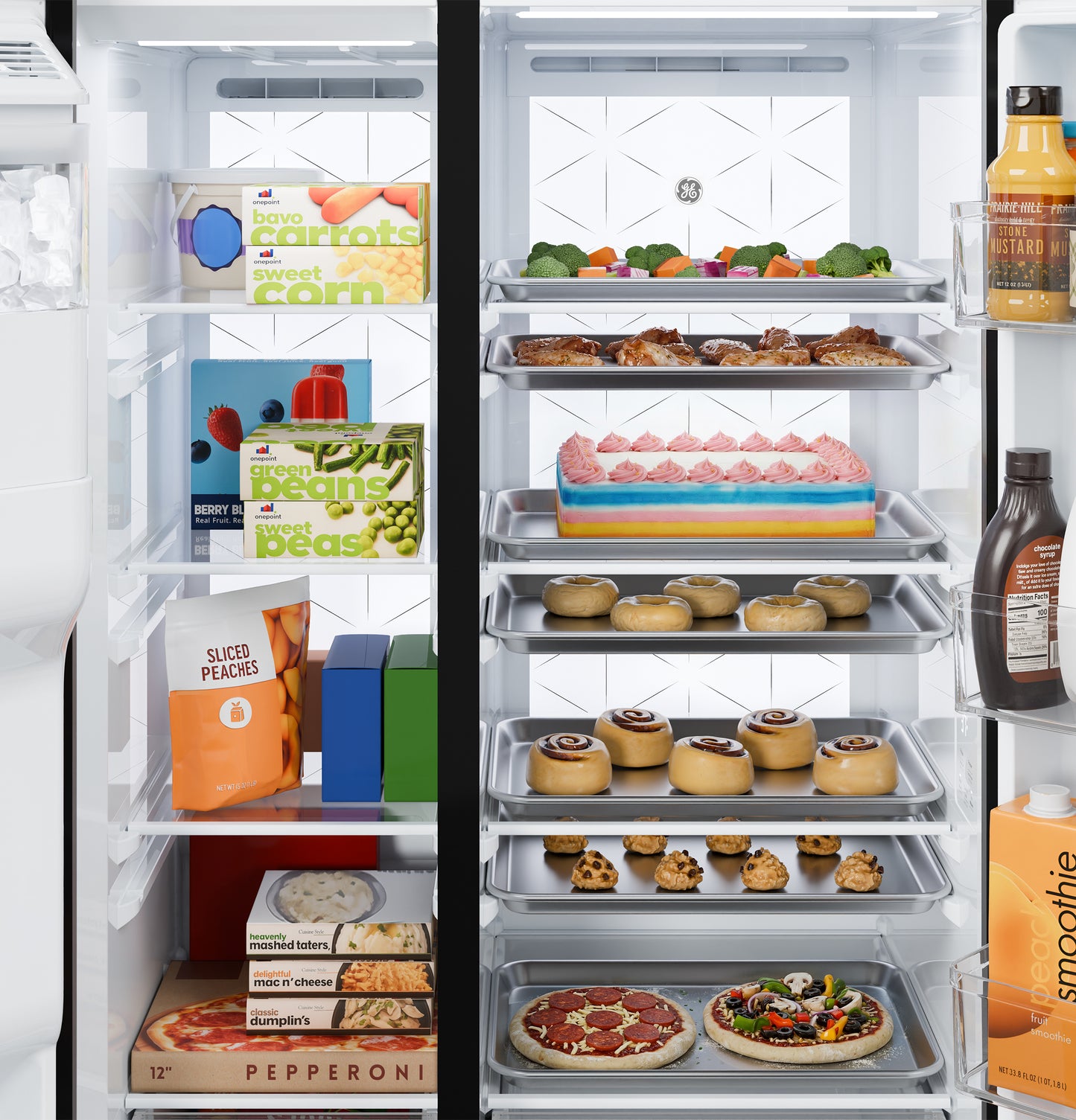 GE® 23.5 Cu. Ft. Counter-Depth Side-By-Side Refrigerator with LED Light Walls and Extra Tall Dispenser