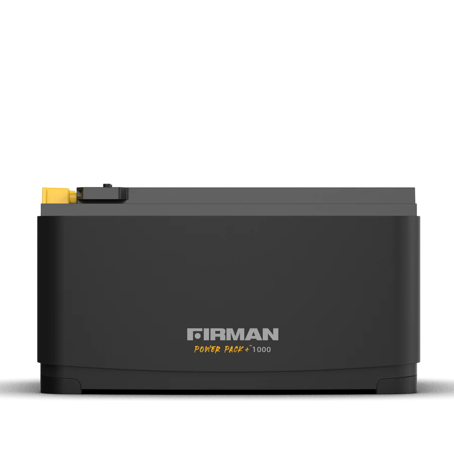 Black portable expansion power pack with yellow terminal and compact design for tools and home improvement use