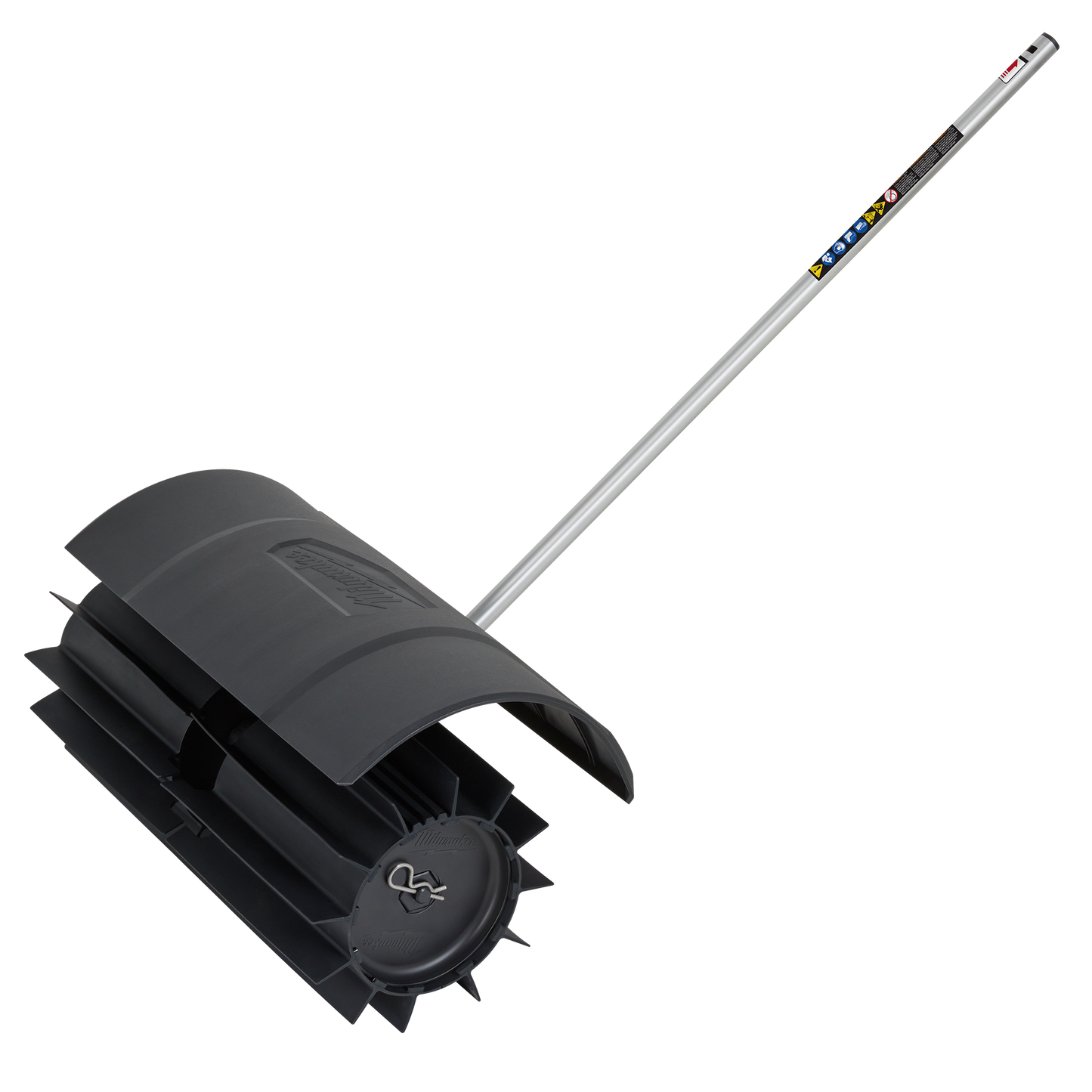 Rubber broom attachment with curved blade and metal handle for tools and home improvement tasks