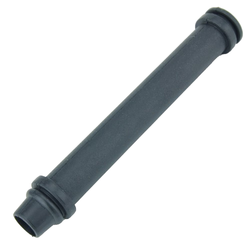 Flexible black rubber breather hose for equipment ventilation and airflow control in maintenance and repair tasks