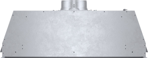 Stainless steel custom insert with round duct connection for installation in over the range hoods from Bosch appliances collection