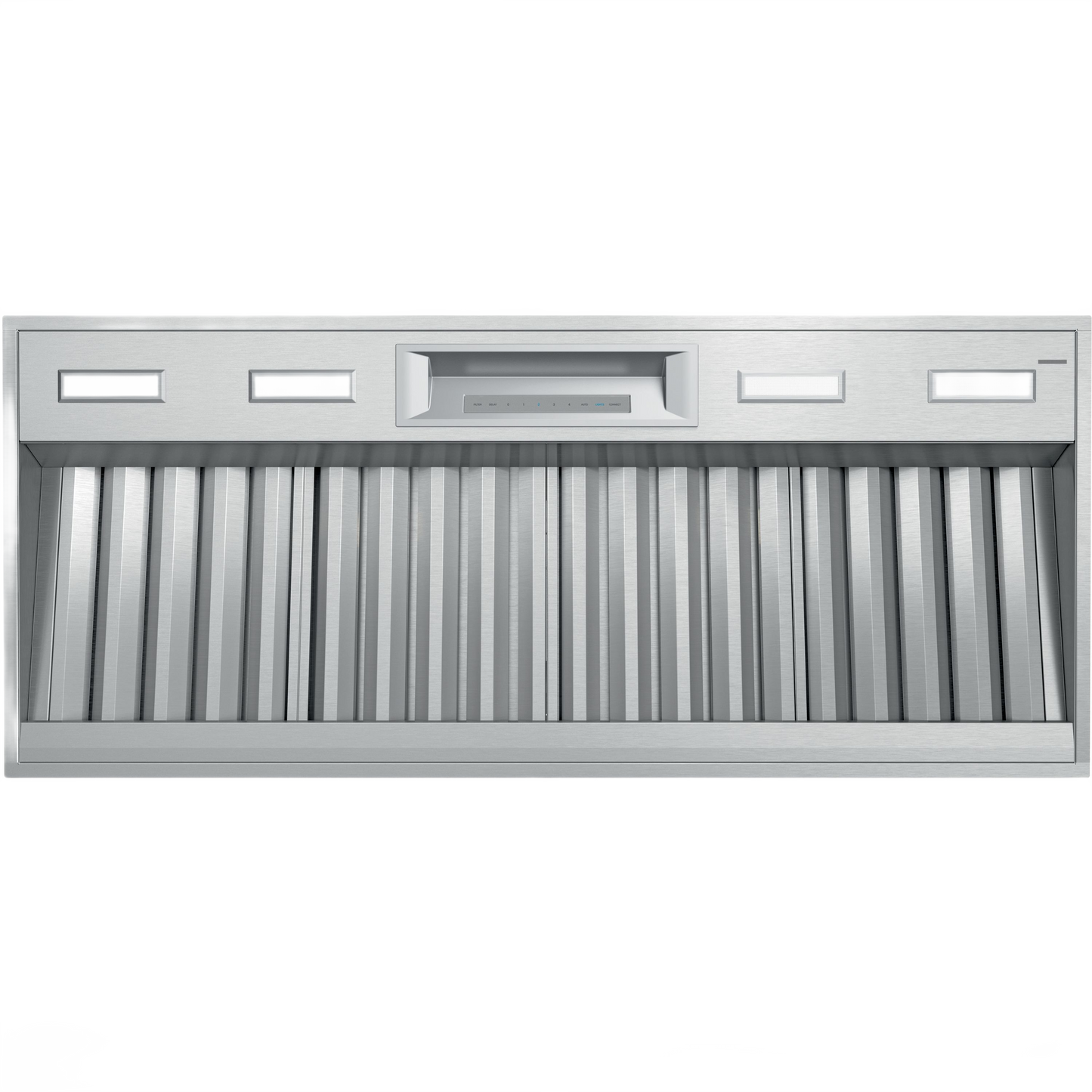 Stainless steel professional custom insert range hood with ventilation filters and digital control panel from Range Hoods collection
