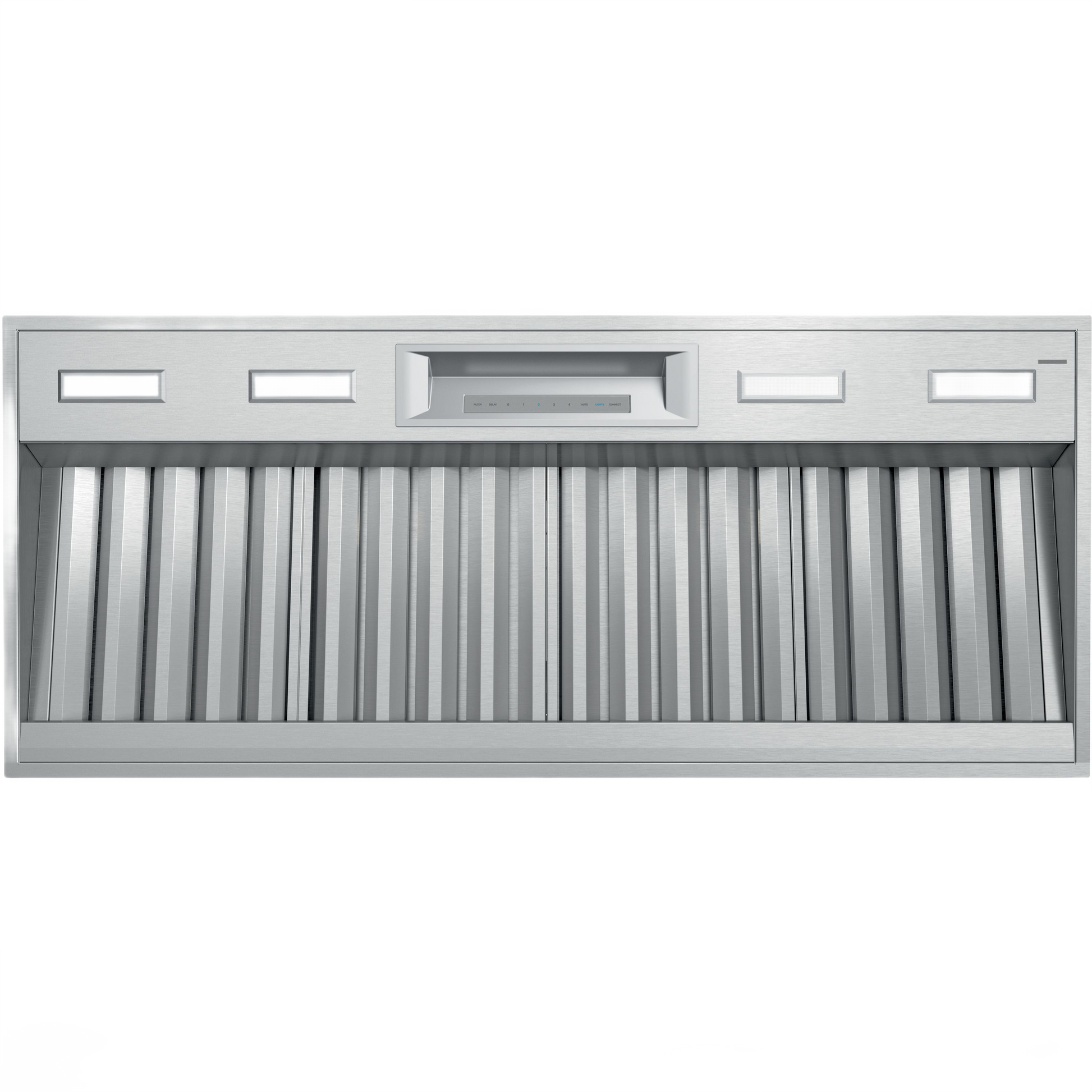 Stainless steel professional custom insert range hood with ventilation filters and digital control panel from Range Hoods collection