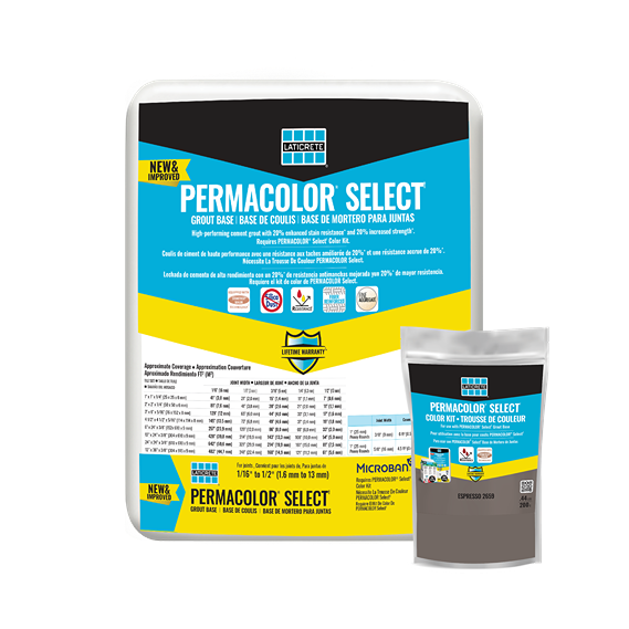 Bag of Laticrete PERMACOLOR Select grout base with color kit for home improvement and tiling projects
