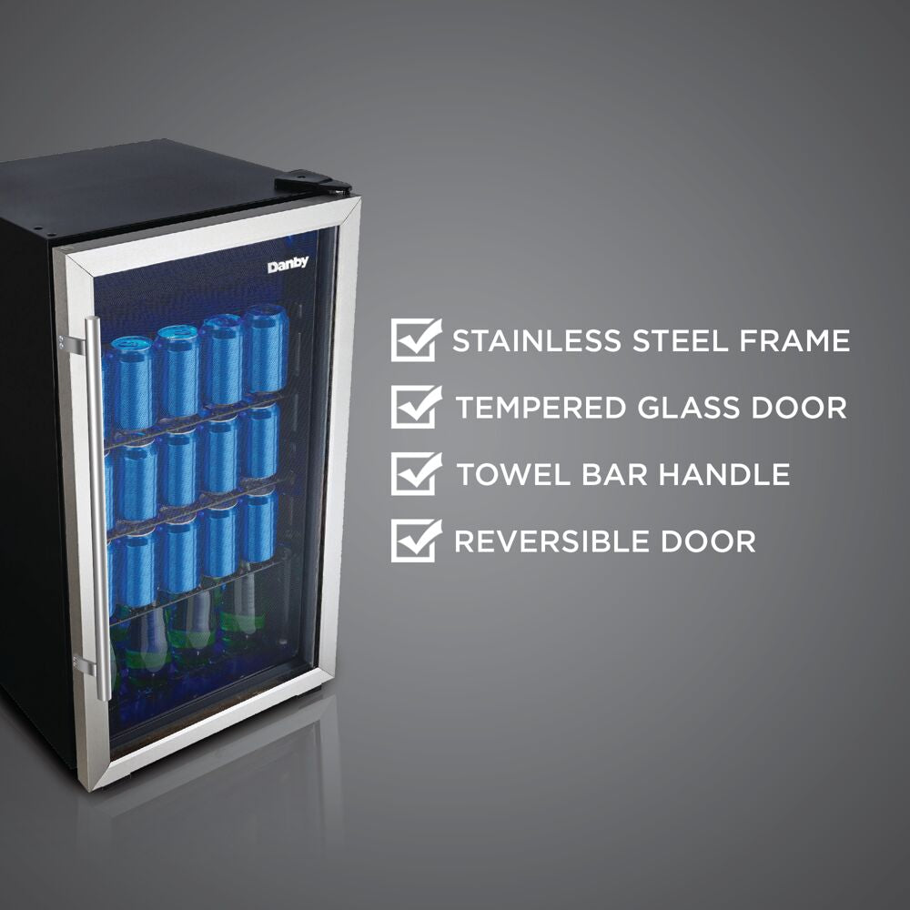 3.1 CuFt. Beverage Center, Tempered Glass Door, Wire Shelves