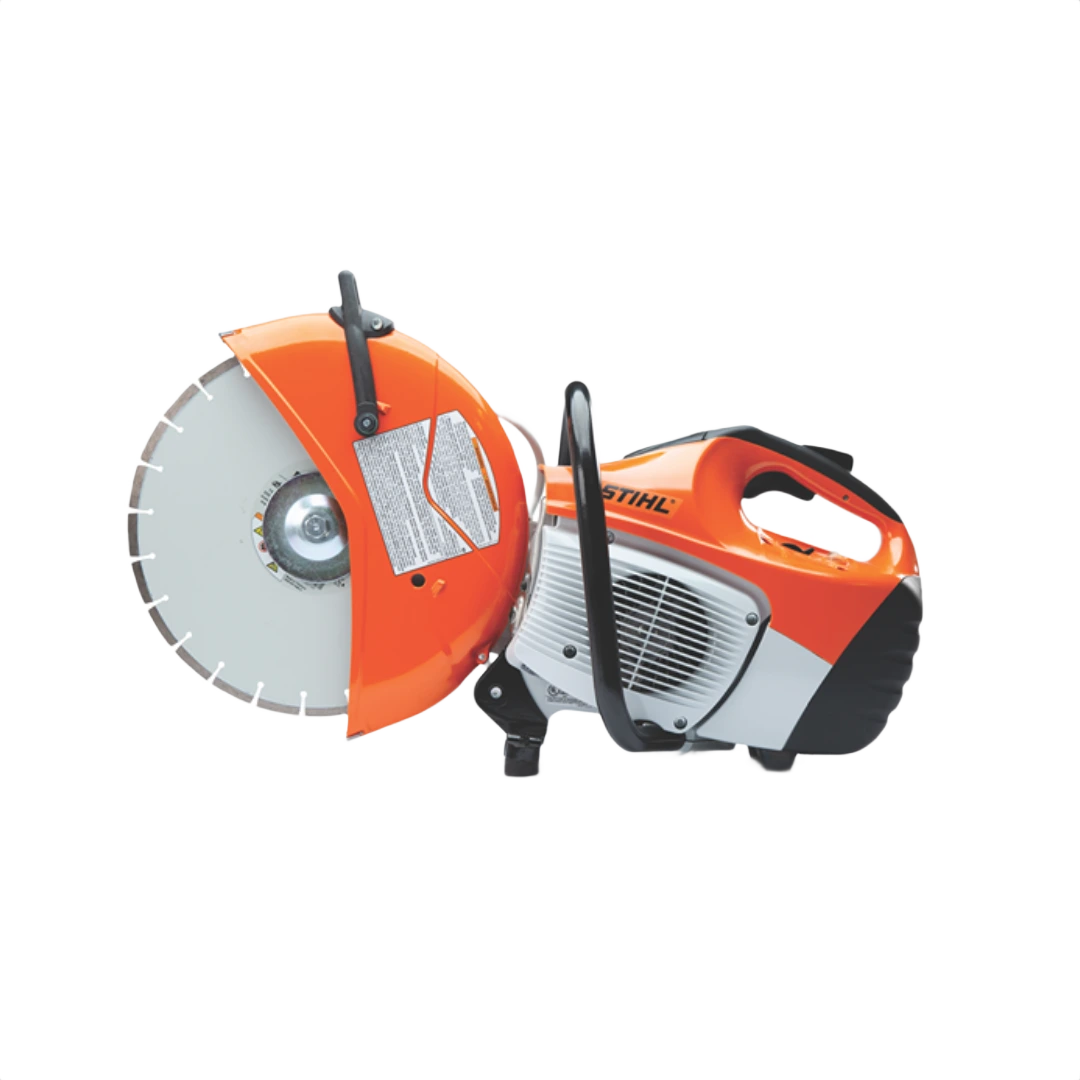 Orange and white handheld Cutquick power cutter with large abrasive blade for tools and home improvement use