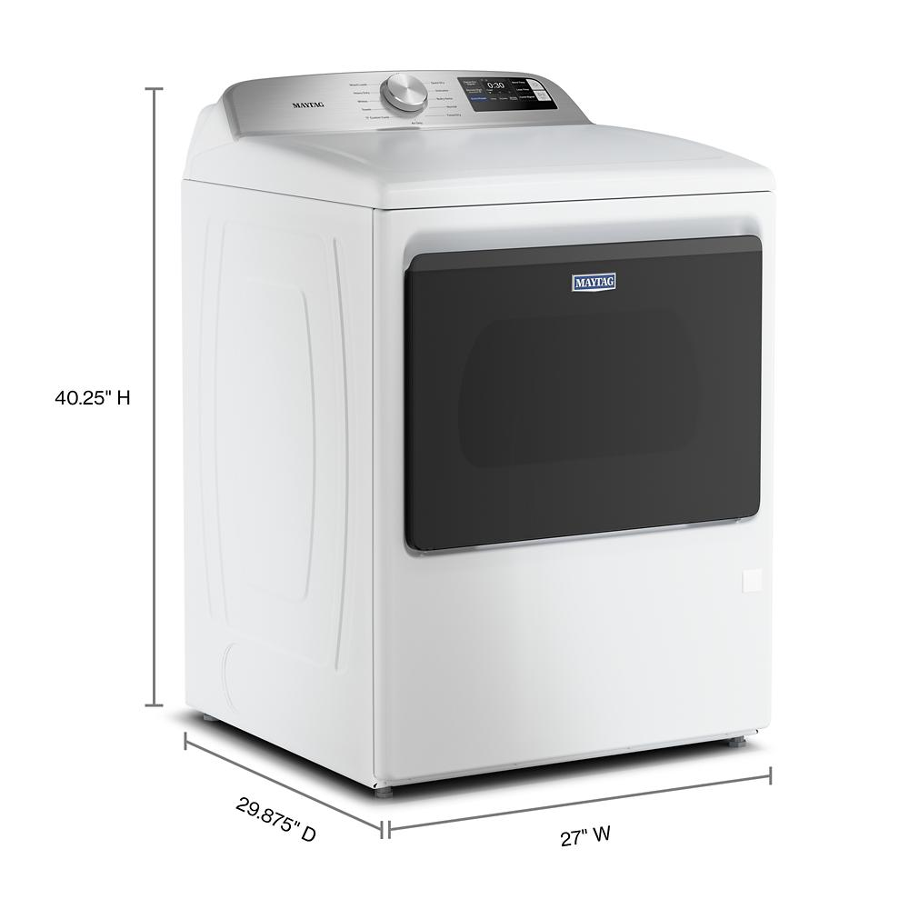 White top load electric dryer with black tinted door and digital controls, featured in washers and dryers collection