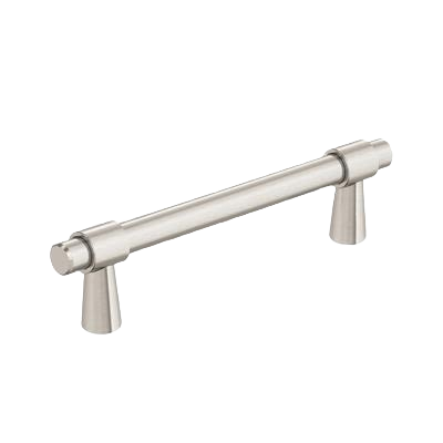 Satin nickel cabinet pull with minimalist mid-century modern design for hardware and furniture accessories collections