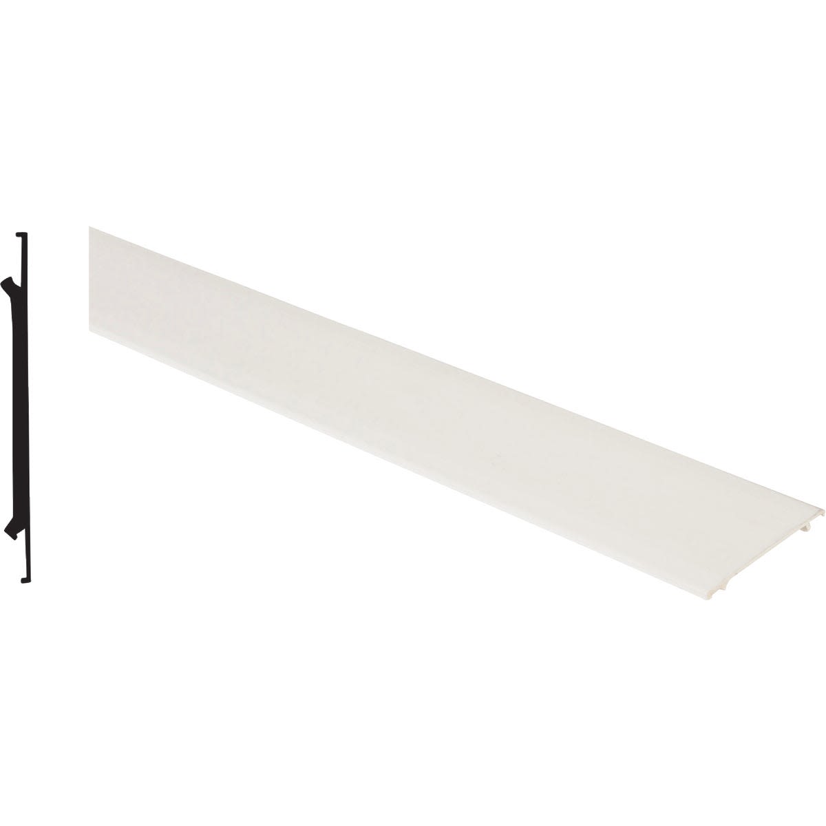 White vinyl cap component for securing and finishing screen frames in home improvement projects