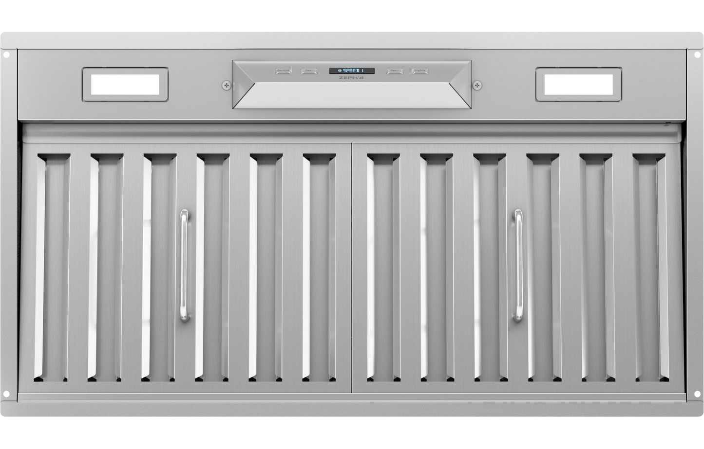 Stainless steel Tornado II insert range hood with digital controls and pro baffle filters for kitchen appliances