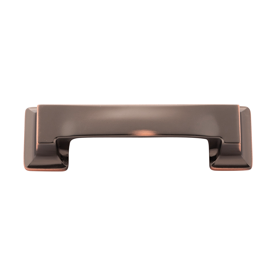 Oil-rubbed bronze cup pull with 3 to 3-3/4 inch center spacing for cabinet or drawer upgrades in home improvement projects
