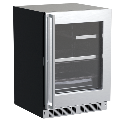 24-inch stainless steel built-in refrigerator with glass door, convertible shelf, and adjustable interior in Refrigerators collection