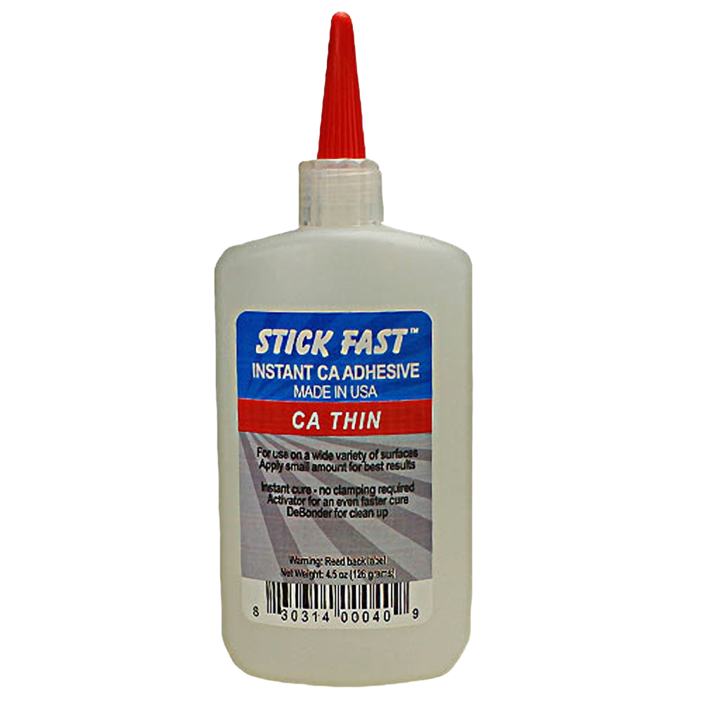 Clear 4.5-ounce CA thin adhesive bottle with red nozzle for quick bonding in glue and adhesive supplies under $50 collections