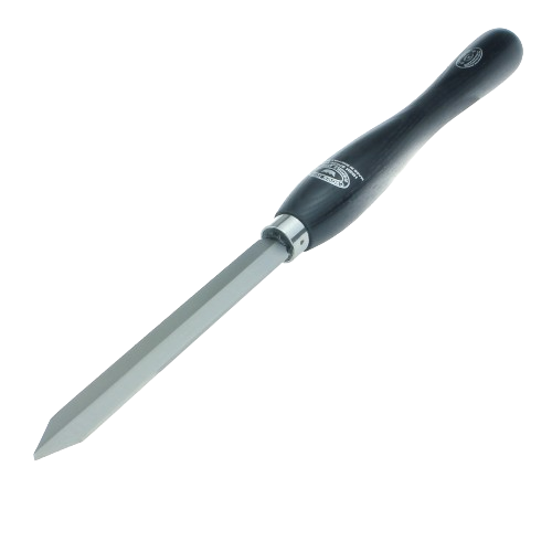 Woodworking parting tool with black wooden handle and sharp diamond-shaped blade from Crown Tools collections under $100