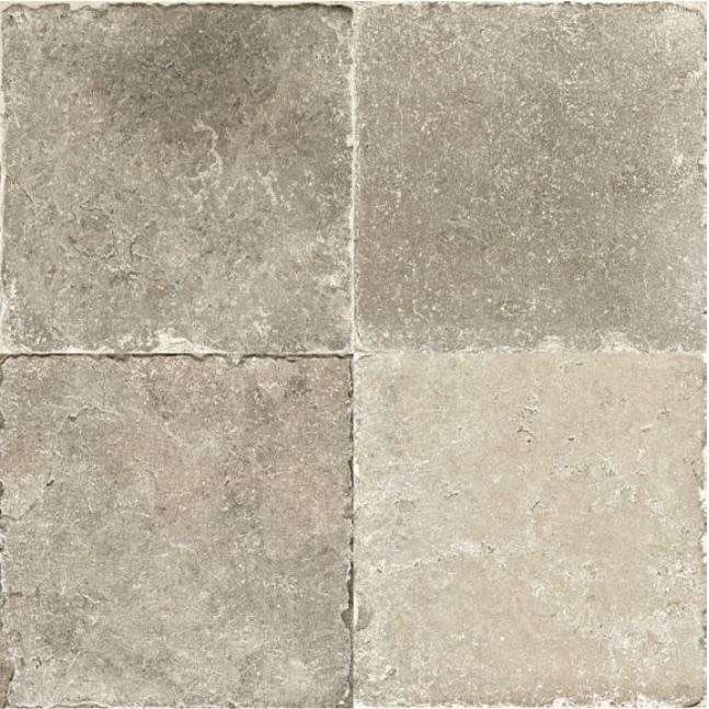 Matte mosaic tile in neutral stone tones arranged for versatile flooring and backsplash projects under $50 collection