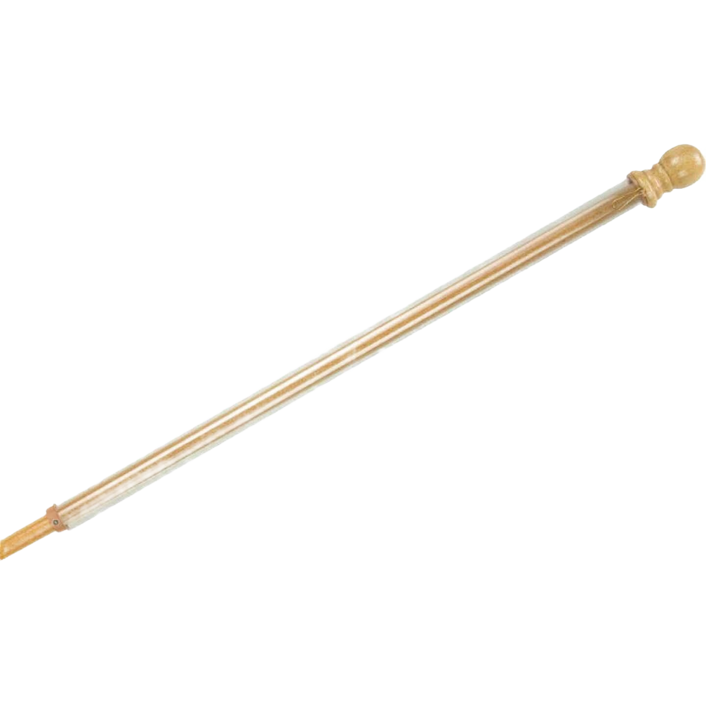 Light wood flag pole with rounded finial and anti-wrap design for home improvement and outdoor use