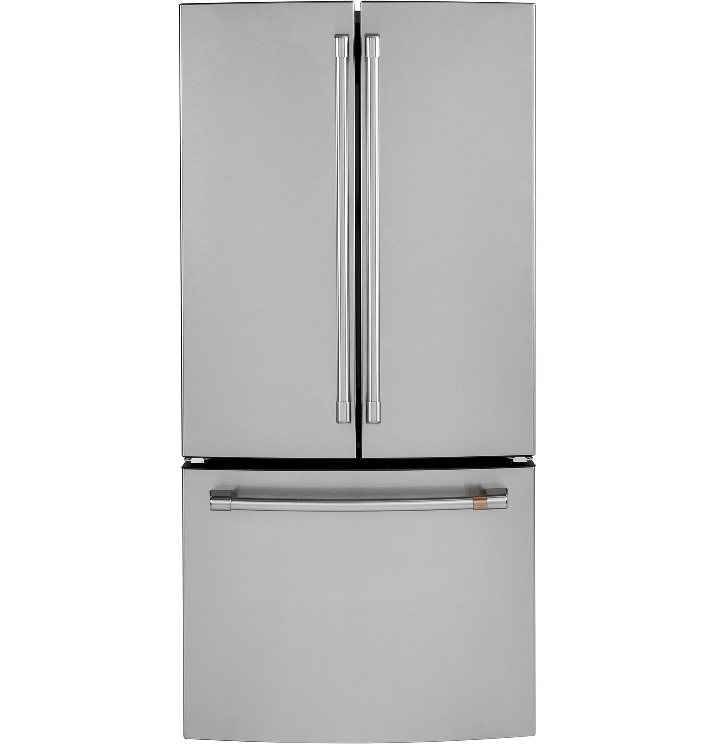 Stainless steel counter-depth French-door refrigerator with bottom freezer in kitchen appliances and French door collection