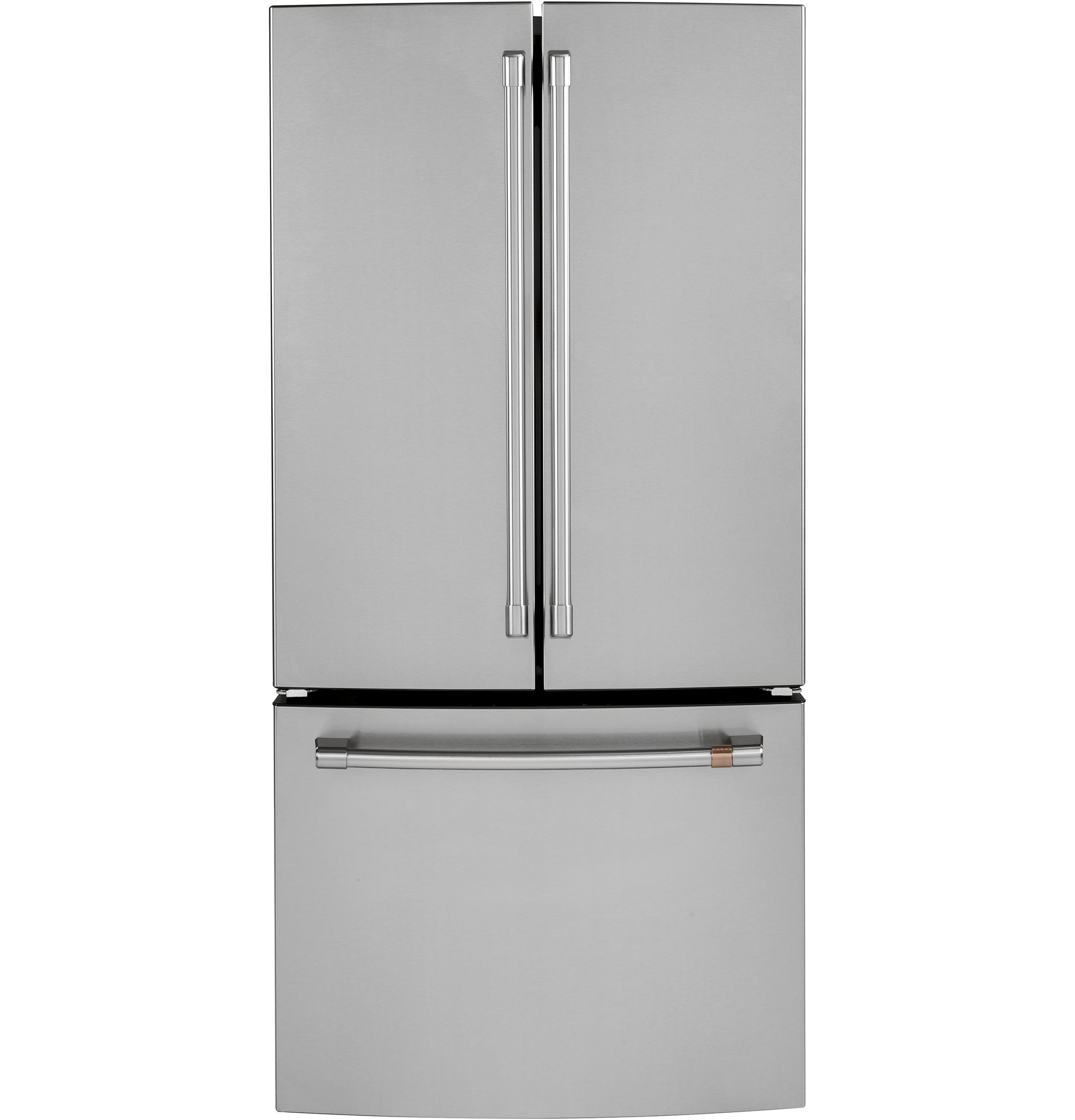 Stainless steel counter-depth French-door refrigerator with bottom freezer in kitchen appliances and French door collection