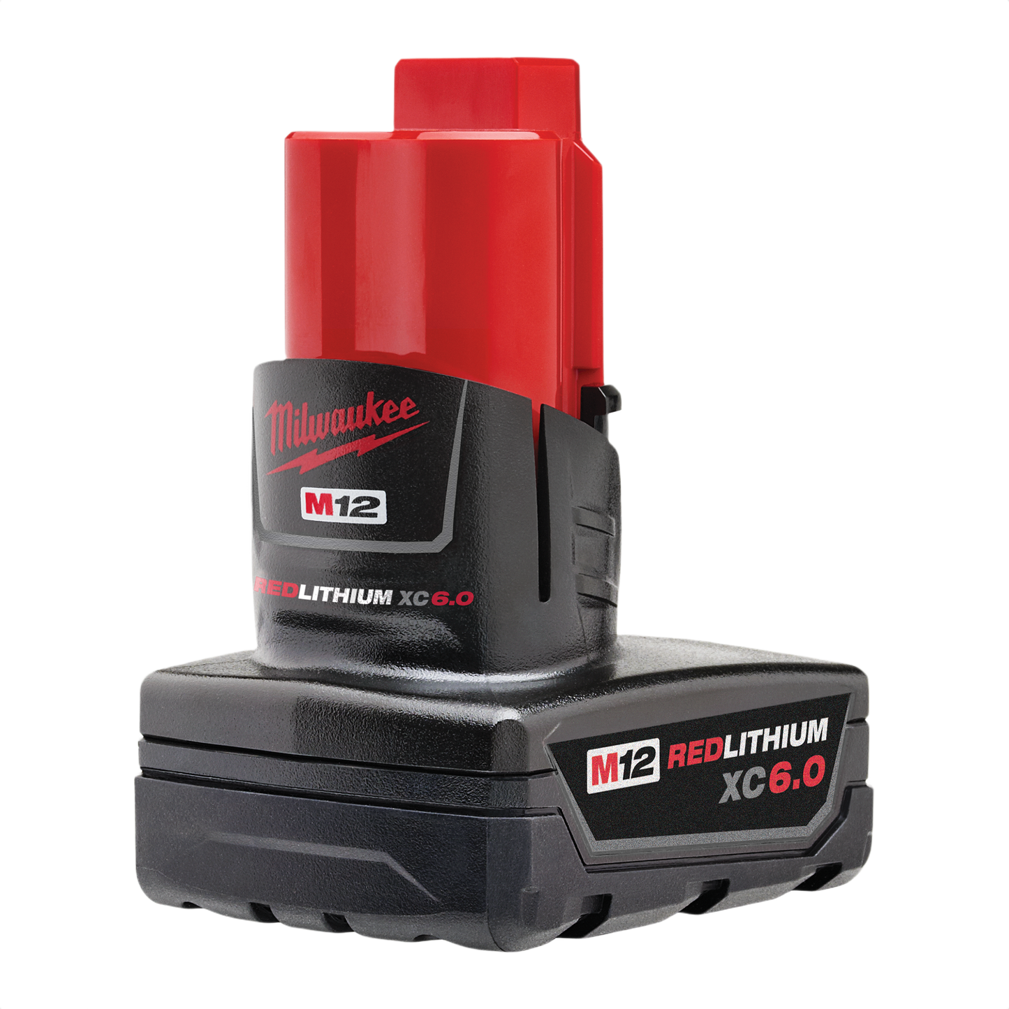 Compact red and black lithium-ion battery pack designed for cordless power tools and home improvement projects