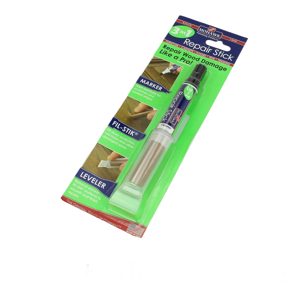 Mohawk 3-in-1 repair stick in caramel for fixing wood scratches and dents, part of patching and repair tools under $50