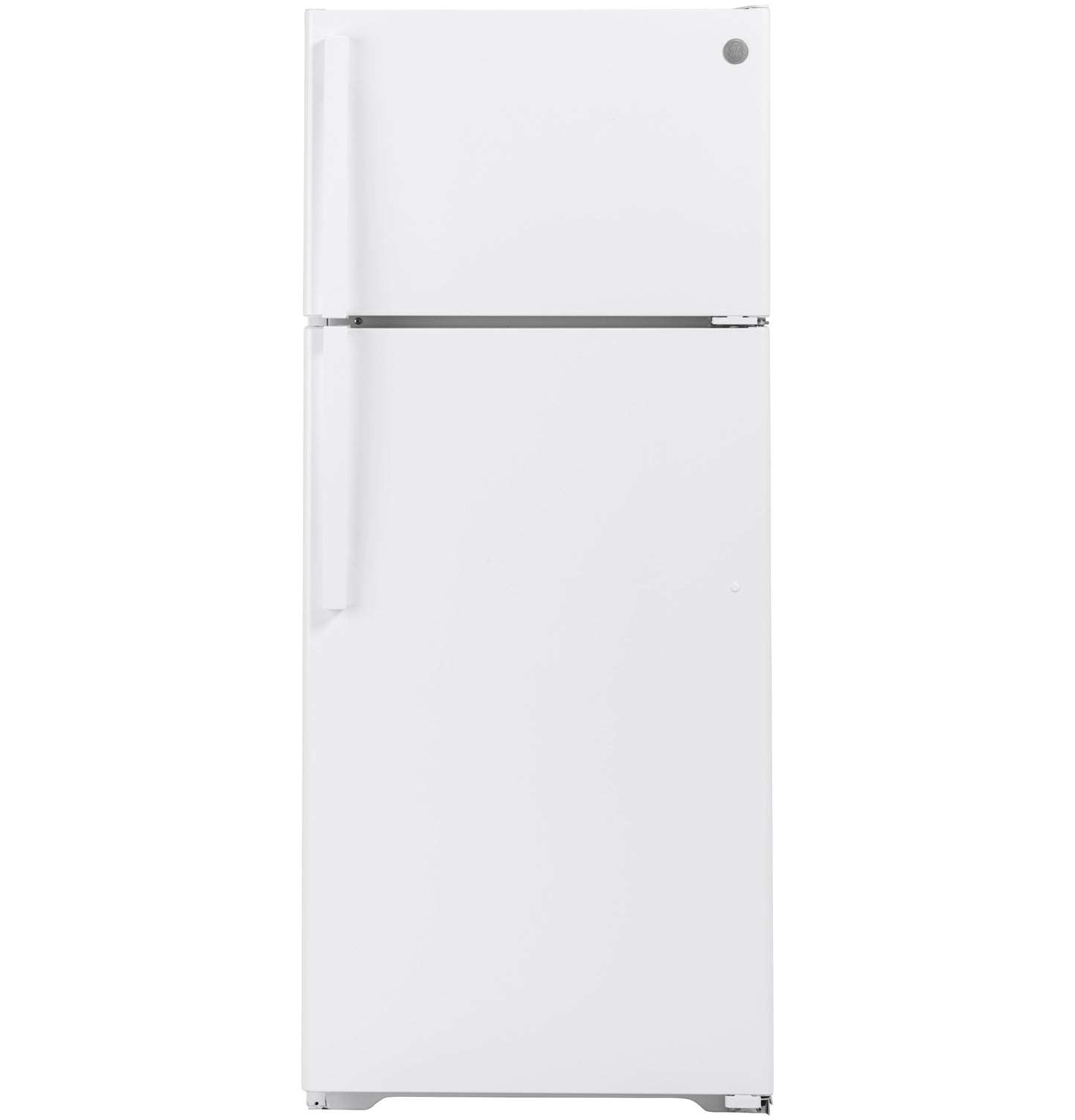 White top-freezer refrigerator with simple handles in kitchen appliances and top freezer refrigerators collection