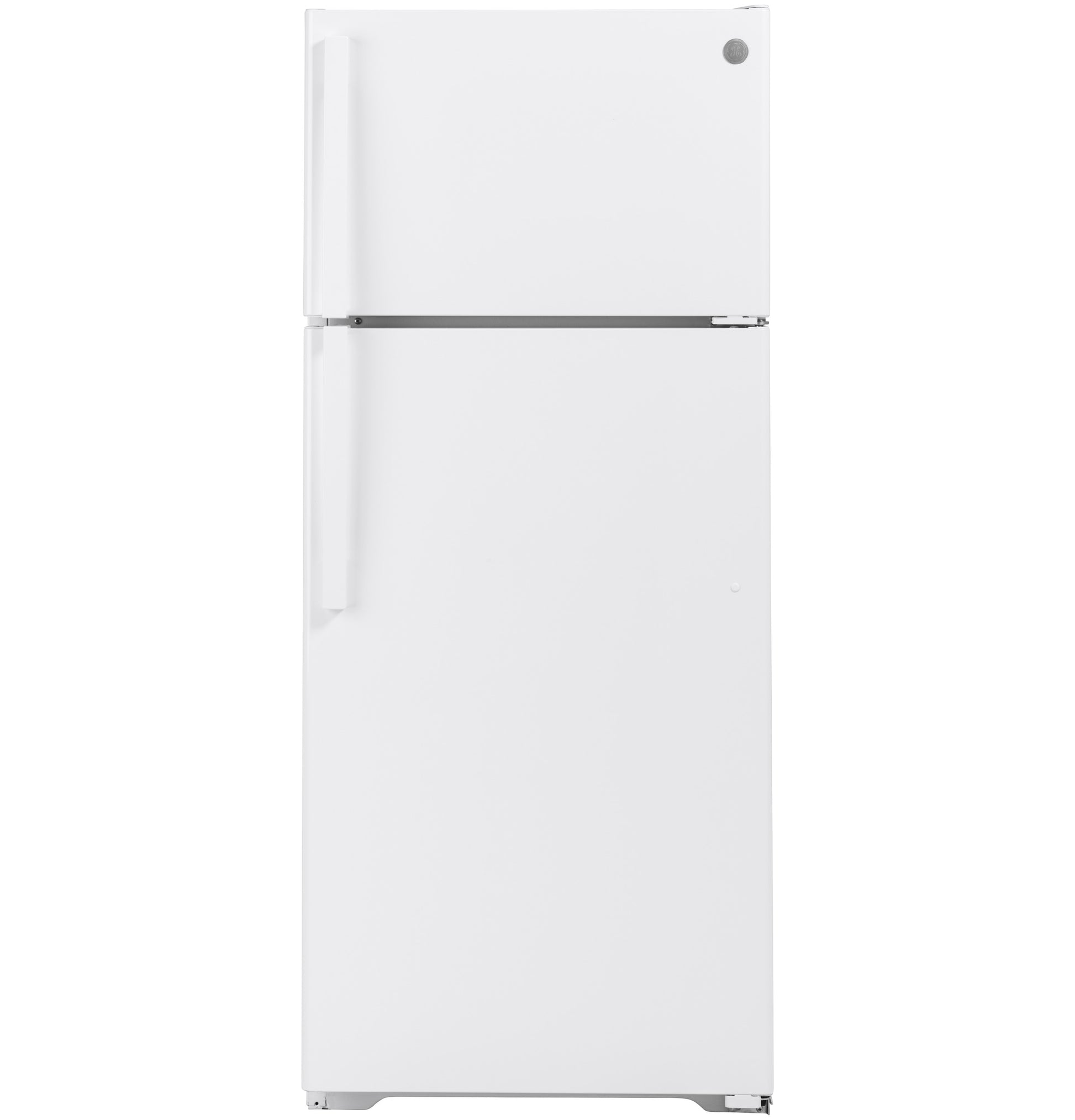 White top-freezer refrigerator with simple handles in kitchen appliances and top freezer refrigerators collection