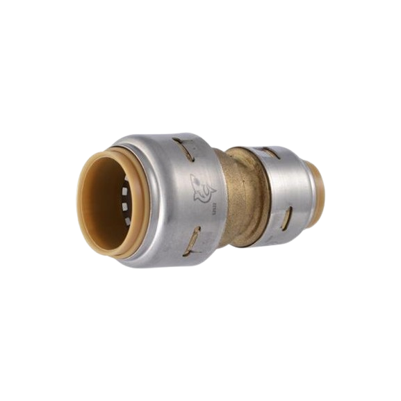 Brass reducing push fitting with metal collar for plumbing and pipe connections in Pipes & Fittings collection under $50
