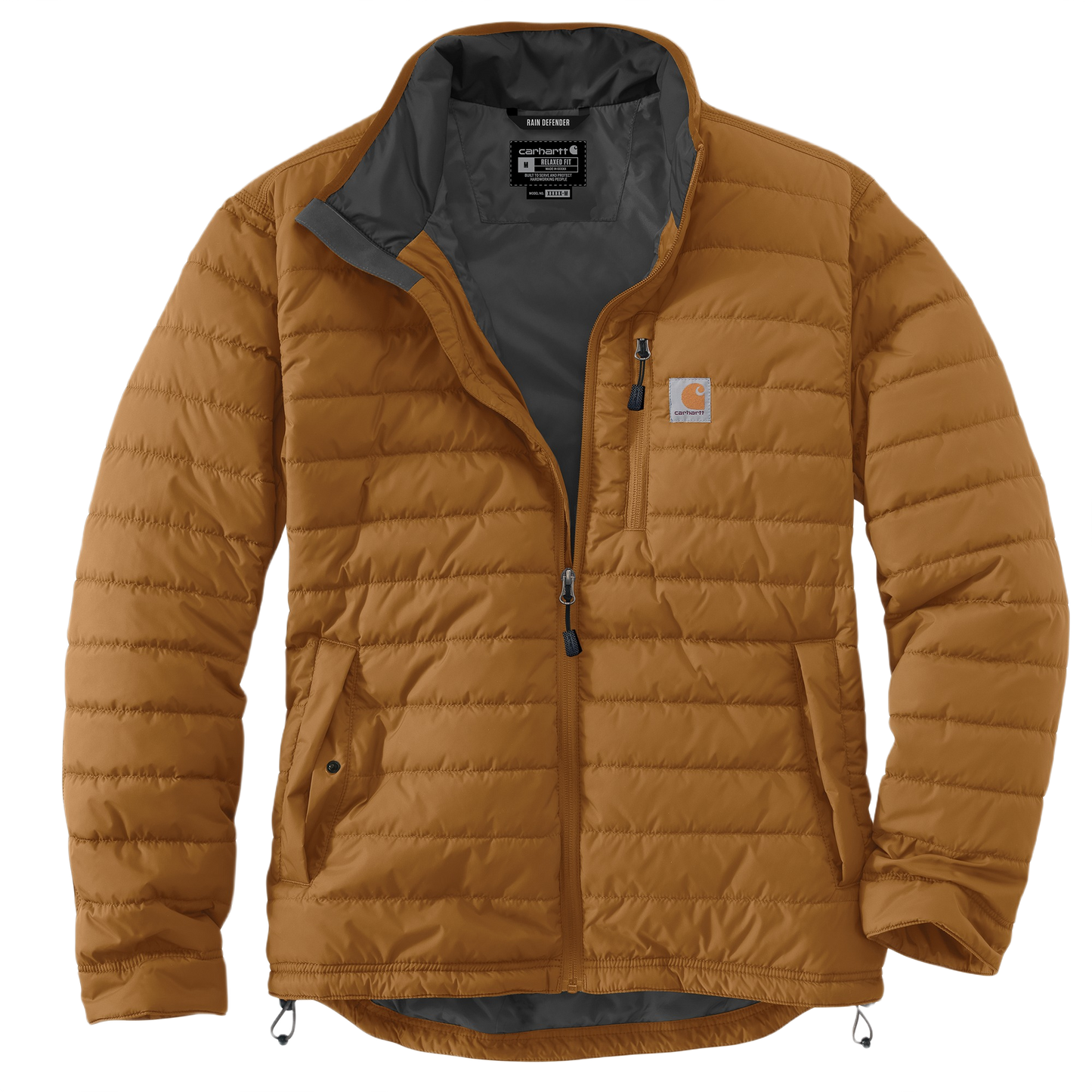 Men's relaxed fit insulated jacket in brown with water-repellent lightweight Cordura shell from Carhartt outerwear collection