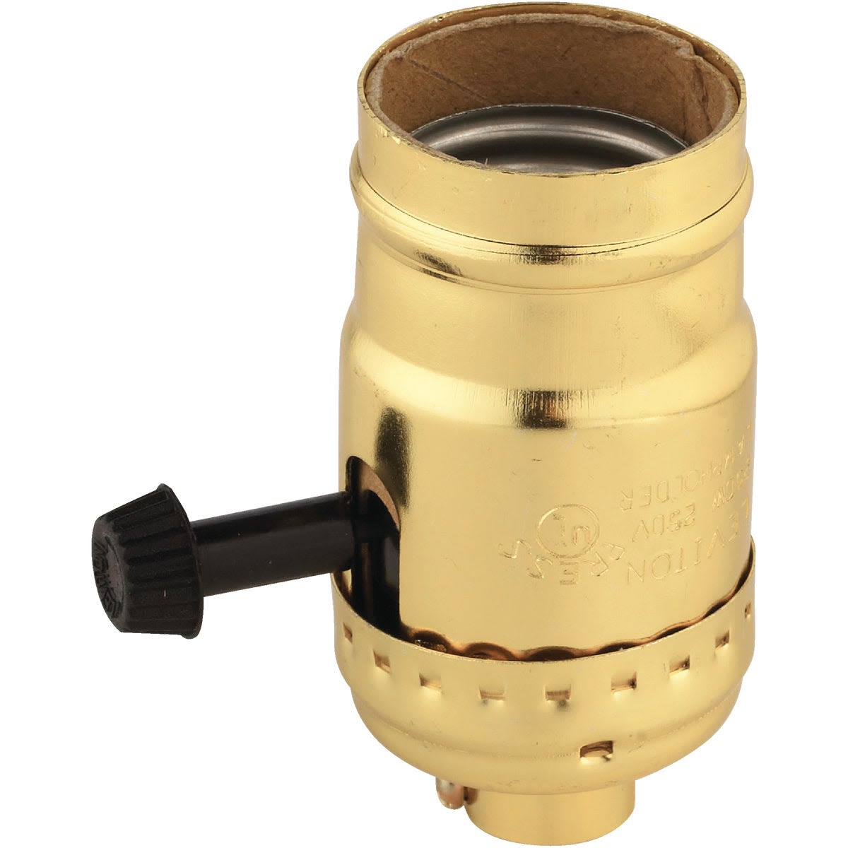 Brass medium base turn-knob lamp socket with single-circuit design for electrical and lighting projects under $50 collections