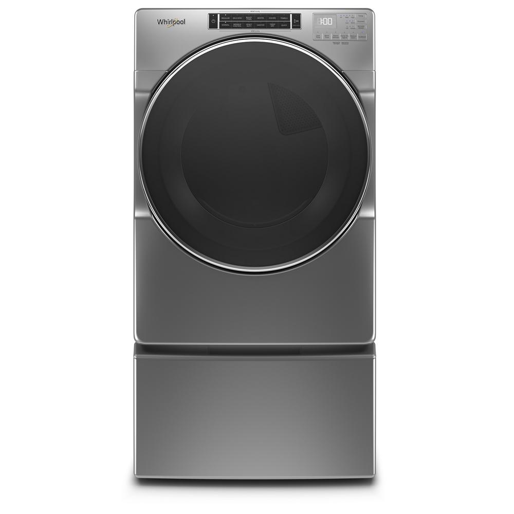 Stainless steel front load gas dryer with digital controls and large tinted door from Dryers and Appliances collection