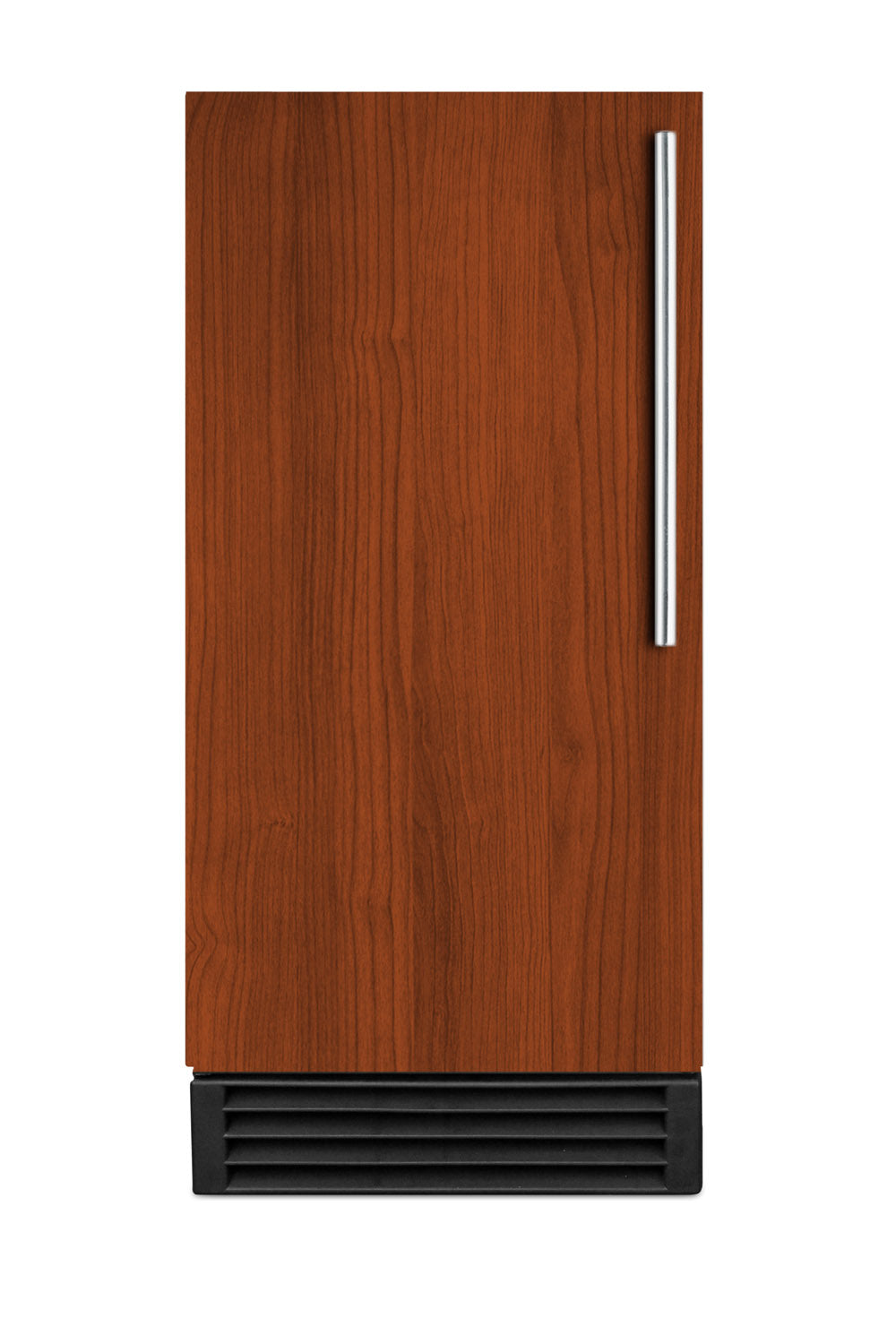 Built-in clear icemaker with wood-finished front and sleek stainless steel handle in Kitchen & Kitchenware and Appliances collections
