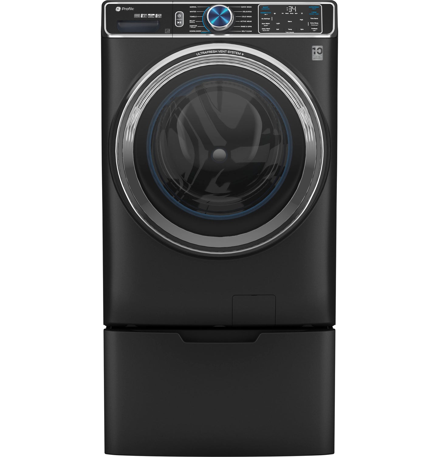 Matte black front-load washing machine with digital display and controls from Appliance Parts & Accessories collection
