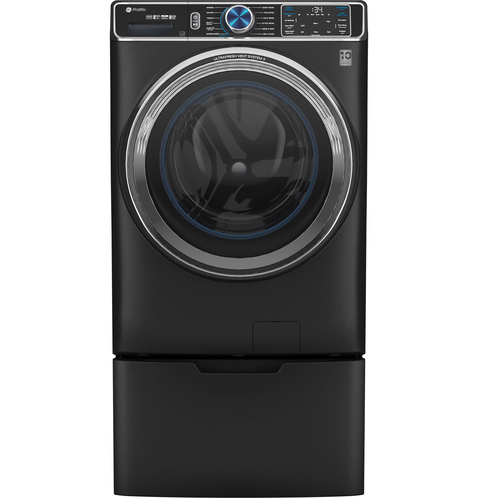 Matte black front-load washing machine with digital display and controls from Appliance Parts & Accessories collection