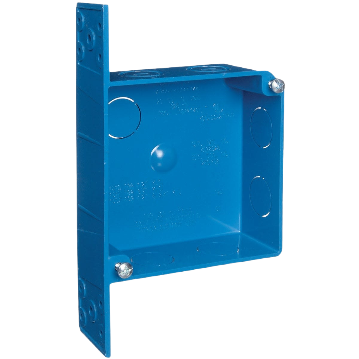 Blue molded PVC electrical square box for masonry walls in electrical boxes and conduit fittings collections under $50