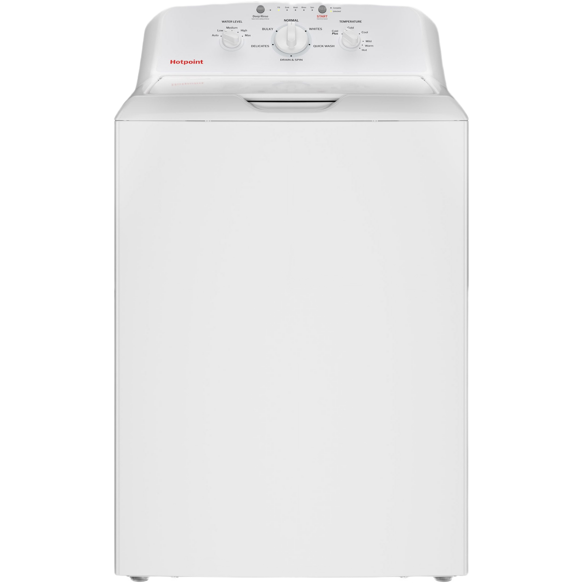 White top-load washer with control knobs and stainless steel basket from Washers and Appliances collections