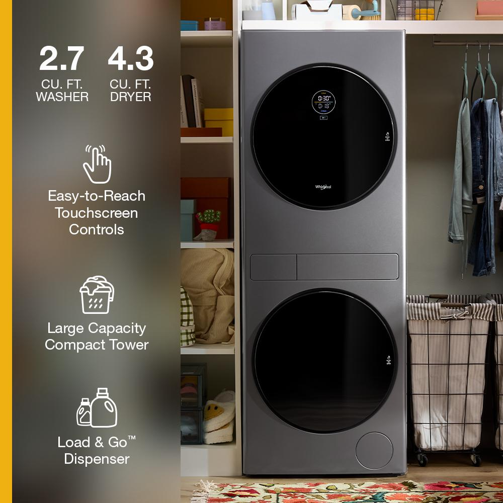 Compact ENERGY STAR® Ventless Heat Pump Laundry Tower with 2.7-cu ft Washer and Electric 4.3-cu ft Dryer