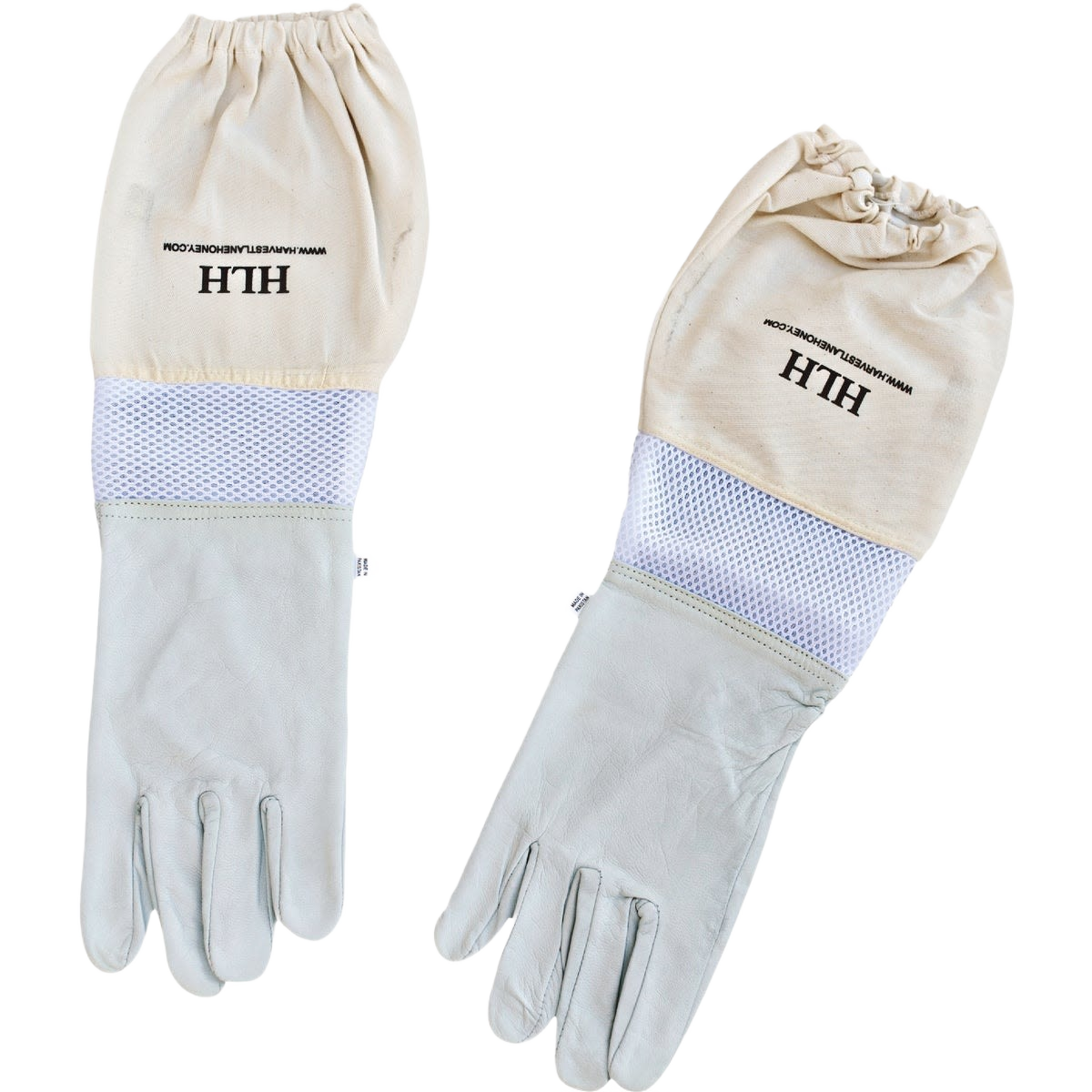 Large goatskin gloves with protective mesh and elastic cuffs designed for beekeeping and home improvement tasks