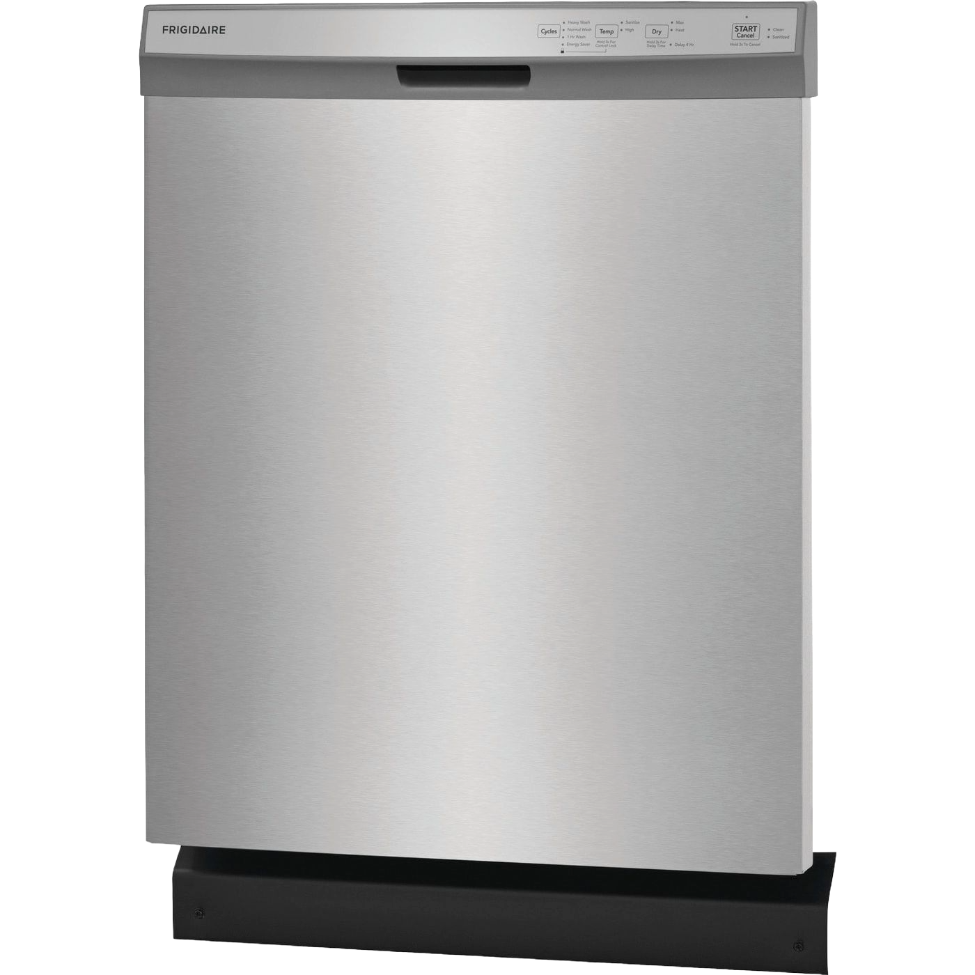 Stainless steel 24-inch built-in dishwasher with top control panel for kitchen appliances and home improvement use