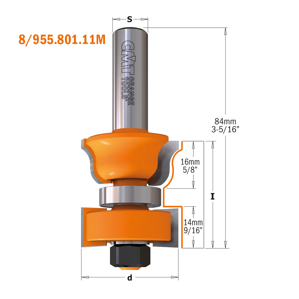 CMT Orange Tools 1-1/2” x 1-3/8” Window Sash, 1/2" Shank