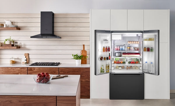 500 Series, French Door Bottom Mount Refrigerator, 36'', Black Stainless Steel