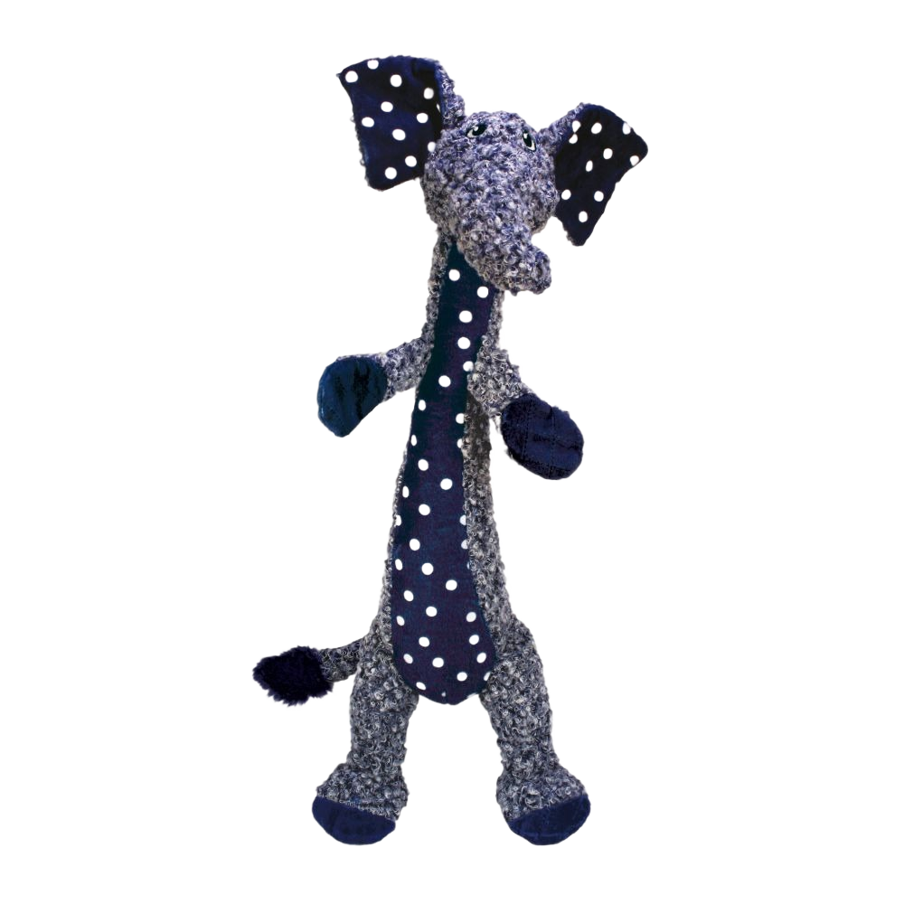 Soft plush elephant dog toy with squeaker, dangly arms and legs designed for playful pets under $50 collection