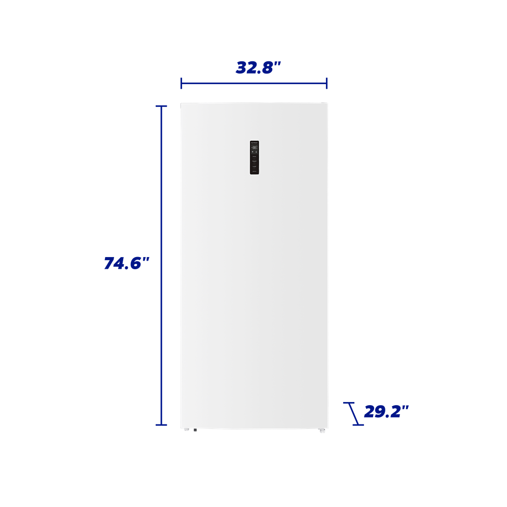 White upright convertible freezer with digital control height and width measurements in Freezers & Ice Makers collection