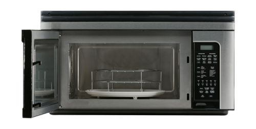 Stainless steel convection over-the-range microwave with digital control panel and open door from Appliances collection