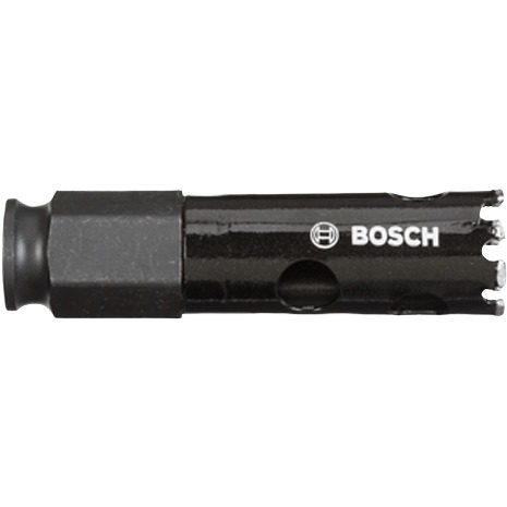 Black Bosch 3/4 in. diamond hole saw for fast drilling in hard materials, part of Power Tools and Home Improvement collections