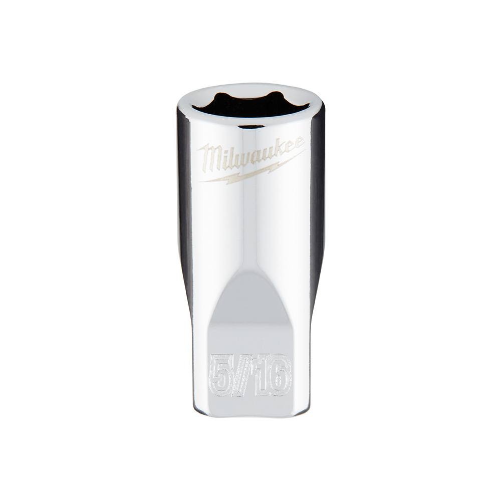 Chrome-plated 5/16" SAE socket with four flat sides for wrench grip, designed for home improvement tools and tasks