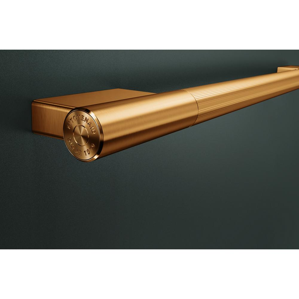 Brushed gold towel bar handle with KitchenAid engraving, designed for premium dishwashers and kitchenware appliances.