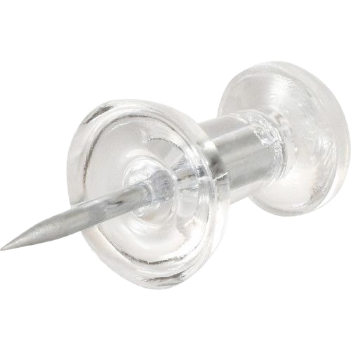 Clear plastic push pin fastener for hanging charts or banners, part of hardware and fasteners under $50 collection